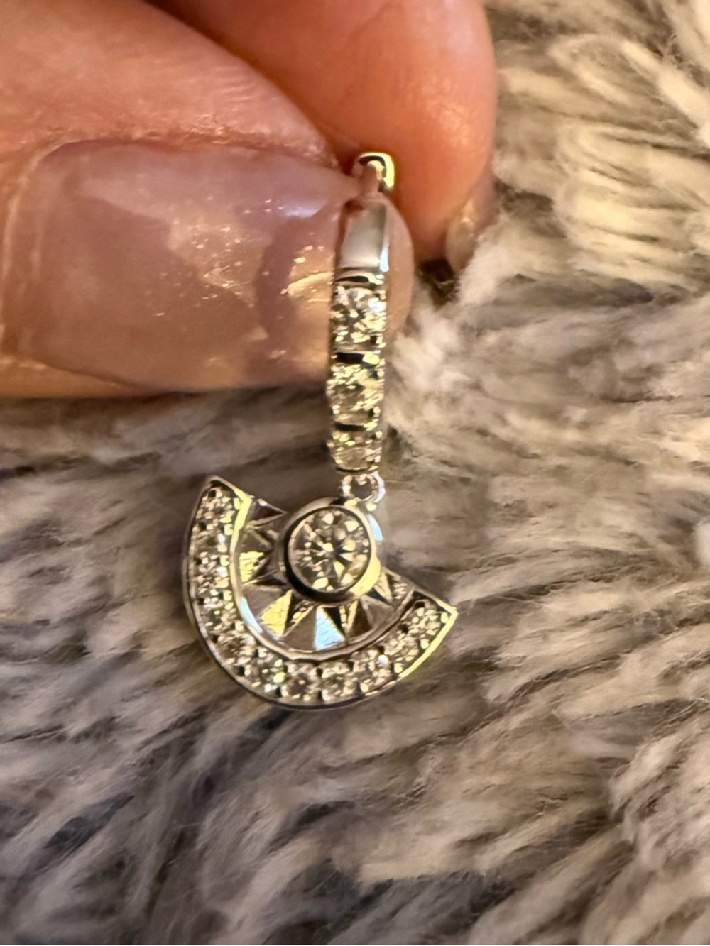 Moisanite  Sterling Silver Crescent Drop Earrings 1.5 ct   NWT - Picture 3 of 12